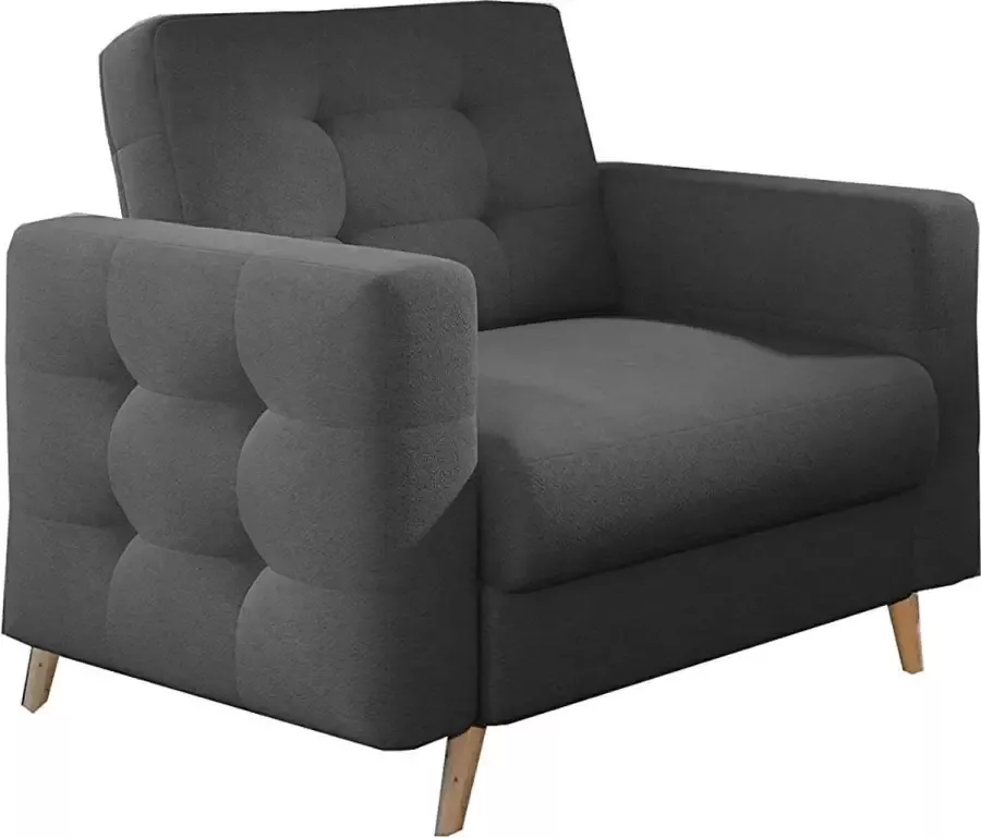 InspireME Fauteuil Stoffen Fluwelen Fauteuil TV Fauteuil Bekleed Fauteuil Spring Core Aslan (Donkergrijs Ontario 96)