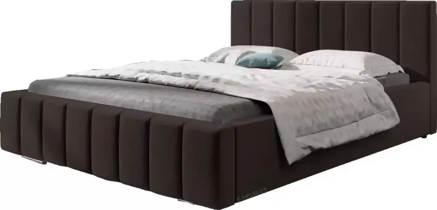 InspireME Gestoffeerd bed met opbergruimte voor beddengoed BOXSPRING BETT 01 160x200 Donkerbruin (TRINITY 8)