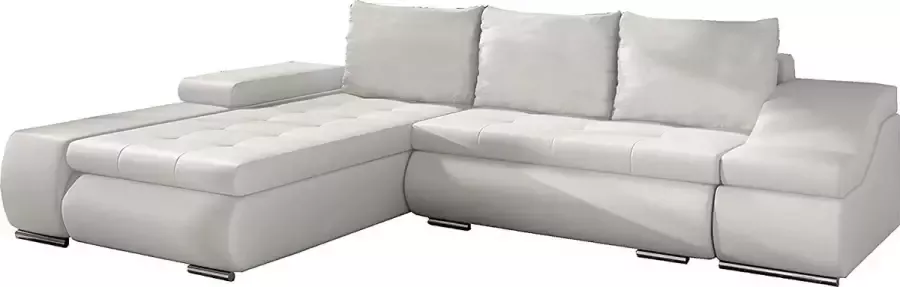 InspireME Hoekbank met slaapfunctie met bedlade Couch L-Form Upholstered Set Living Area Upholstered Sofa with Ottoman Couch Set Lionel (Wit (Soft 17) Corner Sofa Left)