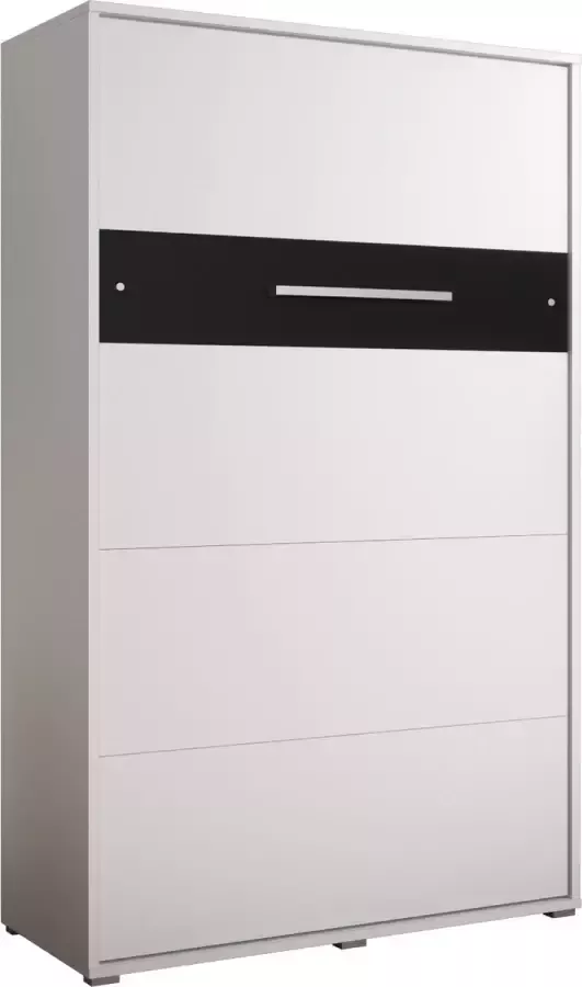 InspireME Horizontaal Bedkast Opklapbed ALABAMA 120 Vouwbed Moderne Stijl 120x200cm Wit Mat + Zwart (met Matras)