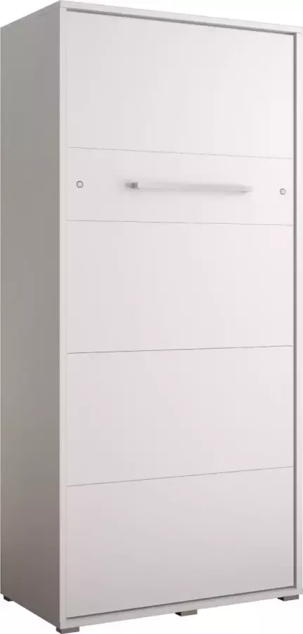 InspireME Horizontaal Bedkast Opklapbed ALABAMA 90 Vouwbed Moderne Stijl 90x200cm Wit Mat (met Matras)