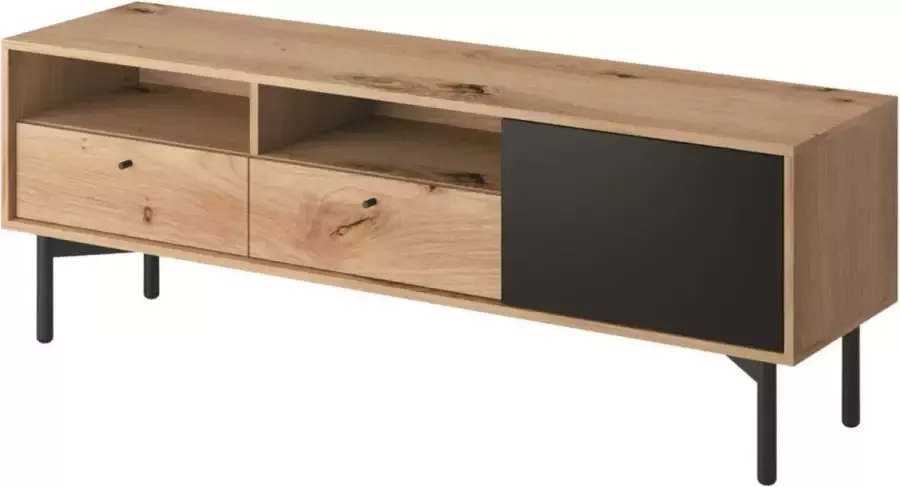 InspireME -Kast tafelkast tv-kast moderne ladekast ( 151x41x53 cm) NOBON NRTV151 Oak Artisan +Zwart
