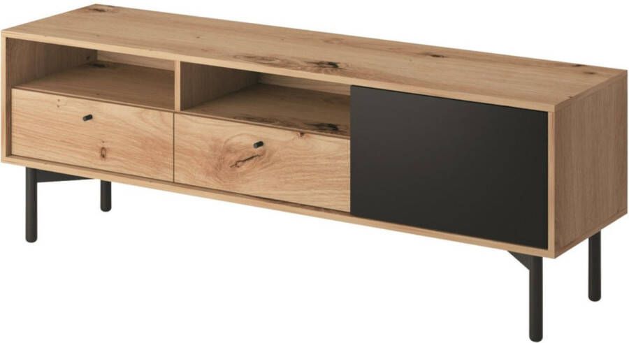 InspireME -Kast tafelkast tv-kast moderne ladekast ( 151x41x53 cm) NOBON NRTV151 Oak Artisan +Zwart