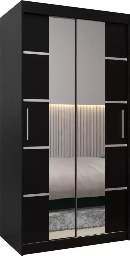 AJE Meubles B.V. Kledingkast met 2 schuifdeuren Modern-stijl Kledingkast met planken (BxHxD): 100x200x62 VENTILA IV 100 Wit Mat + Sonoma Eik met 2 lades - Foto 2