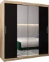InspireME Kledingkast met 2 schuifdeuren Modern-stijl Kledingkast met planken (BxHxD): 180x200x62 TORM 180 Sonoma Eik + Wit Mat met 4 lades - Thumbnail 1