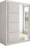 InspireME Kledingkast met 2 schuifdeuren Modern-stijl Kledingkast met planken Kastfronten met spiegel en gestoffeerde panelen (BxHxD): 150x200x62 TAPILA 150 Sonoma Eik + Zwart - Thumbnail 2