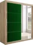 InspireME Kledingkast met 2 schuifdeuren Modern-stijl Kledingkast met planken Kastfronten met spiegel en gestoffeerde panelen (BxHxD): 150x200x62 TAPILA 150 Sonoma Eik + Zwart - Thumbnail 1