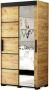 InspireME Kledingkast met 2 schuifdeuren Spiegeldeur Loft-stijl Industriële kledingkast Beukenhout poten Kledingkast met planken (BxHxD): 120 5x195x62 BERG V2 120 met 2 lades Goud Craft Eik + Zwart - Thumbnail 2