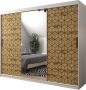 InspireME Kledingkast met 3 schuifdeuren Modern-stijl Een kledingkast met planken en een spiegel (BxHxD): 250x200x62 BOLA 250 Zwart Mat + Sonoma Eik - Thumbnail 2