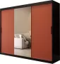 InspireME Kledingkast met 3 schuifdeuren Modern-stijl Een kledingkast met planken en een spiegel (BxHxD): 250x200x62 BOLA 250 Zwart Mat + Sonoma Eik - Thumbnail 1