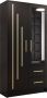 InspireME Kledingkast Slaapkamerkast met spiegel 2 openslaande deuren en 2 lades Kledingkast (rail) met planken (BxHxD): 103x202x40 cm Kledingkast Haga IV 103 Hal Zwart - Thumbnail 1