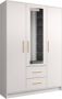 InspireME Kledingkast Slaapkamerkast met spiegel 3 openslaande deuren en 2 lades Kledingkast (rail) met planken (BxHxD): 153x202x40 cm Kledingkast Haga IV 153 Hal Zwart - Thumbnail 1