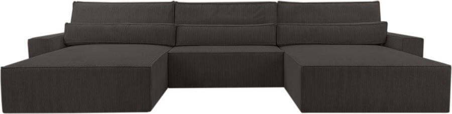 InspireME Moderne hoekbank U-vormige sofa hoekbank DENVER U Poso 34 Donkergrijs slaapbank met opbergruimte voor beddengoed