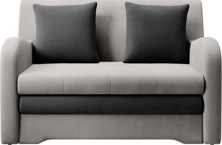 InspireME Slaapbank 2-zitsbank voor woonkamer sofa met slaapfunctie en opbergruimte moderne bank 2-zits 130x85x103 cm AMIRO (Lichtgrijs + Roze Nube 03+ 24)