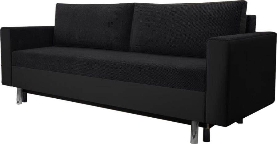 InspireME Slaapbank opbergruimte voor beddengoed woonkamer lounge slaapbank woonkamer meubels Slaapbank MONACO (Zwart Dot 100 + Soft 11)