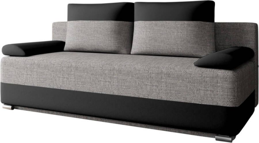 InspireME Slaapbank slaapdivan bankstel met slaapfunctie en opbergruimte zitbank voor de woonkamer slaapbank met binnenvering sofa set met bedfunctie Slaapbank ATLANTA Grijs + Zwart (Lawa 05 + Soft 11)