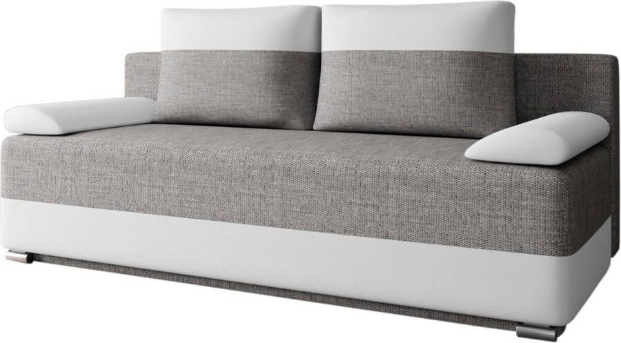 InspireME Slaapbank slaapdivan bankstel met slaapfunctie en opbergruimte zitbank voor de woonkamer slaapbank met binnenvering sofa set met bedfunctie Slaapbank ATLANTA Grijs + Wit (Lawa 05 + Soft 17)