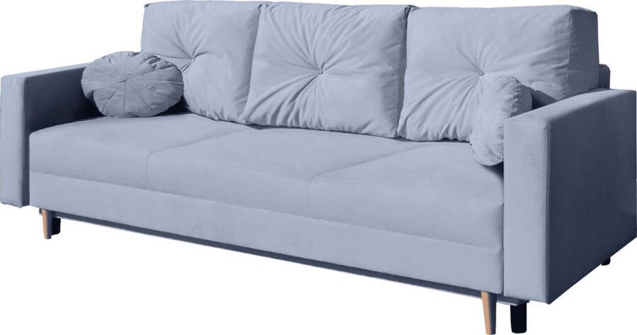 InspireME Sofa met slaapfunctie en bedlade sofa voor de woonkamer bedbank met springveer bankstel gestoffeerde sofa woonkamer met bedfunctie MILANO (marineblauw Trinity 30)