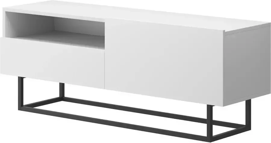 InspireME TV meubel moderne tafel ladekast RTV kast-1 Deur-1 Lade (breedte 120 hoogte 47 diepte 37 cm) RTV TURNO TRTsz 120 Wit