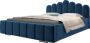 InspireME Tweepersoonsbed met fluwelen bekleding met hoofdeinde lattenbodem bed voor volwassenen BETT 03 140x200 Donkerblauw (TRINITY 31) - Thumbnail 2