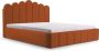 InspireME Tweepersoonsbed met fluwelen bekleding met hoofdeinde lattenbodem bed voor volwassenen BETT 03 140x200 Donker oranje (TRINITY 25) - Thumbnail 1