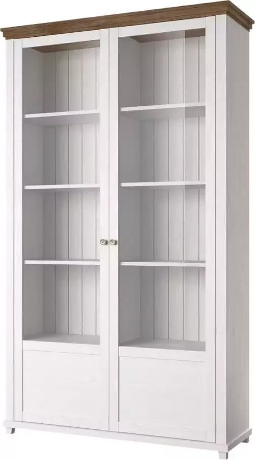 InspireME Vitrinekast met glas klassieke stijl metalen handgrepen stille sluiting woonkamer Eleonora 2D (Lefaks + Groen)