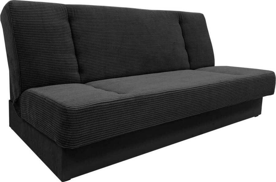 AJE Meubles B.V. InspireMe Zitsbank met slaapfunctie en opbergruimter een bank voor de woonkamer een slaapbank Corduroy stof 192x92x85 cm CYPRUS Zwart (Poso 34 + Kronos 34) - Foto 2