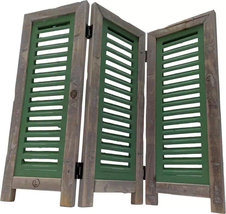 Inspiring Minds Raamscherm hout 52 cm landelijke shutter als raam scherm groen