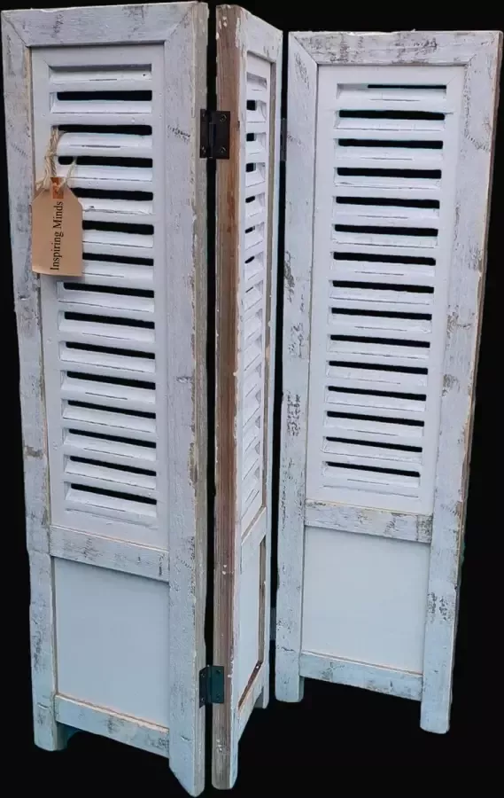 Inspiring Minds Raamscherm hout 70 cm landelijke shutter als raam scherm Ibiza White