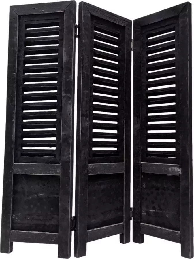 Inspiring Minds Raamscherm hout 70 cm landelijke shutter als raam scherm zwart