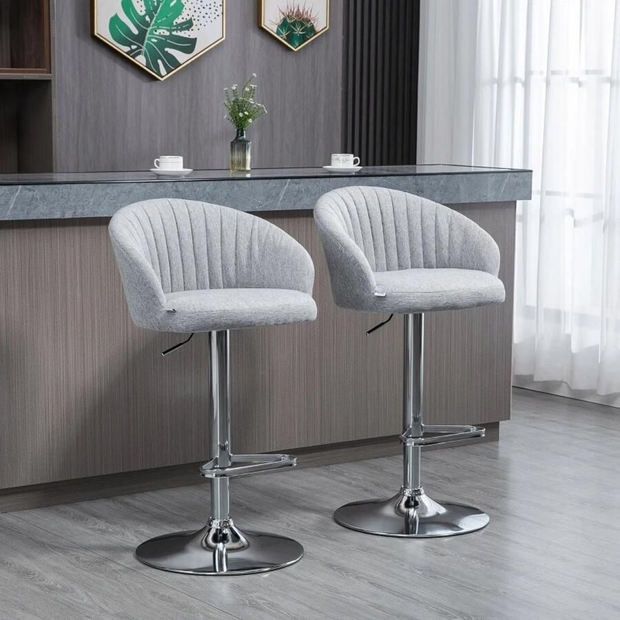 Instinct Barkrukken Set van 2 – Verstelbare Hoogte en 360° Rotatie Retro Design Eetkamerstoelen voor Woonkamer en Eettafel