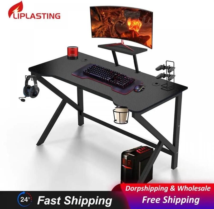 Instinct Gaming Bureaus – Desktop Computer Tafel met Computerscherm Standaard Ideaal voor Slaapkamer Perfect voor Gamer - Foto 2