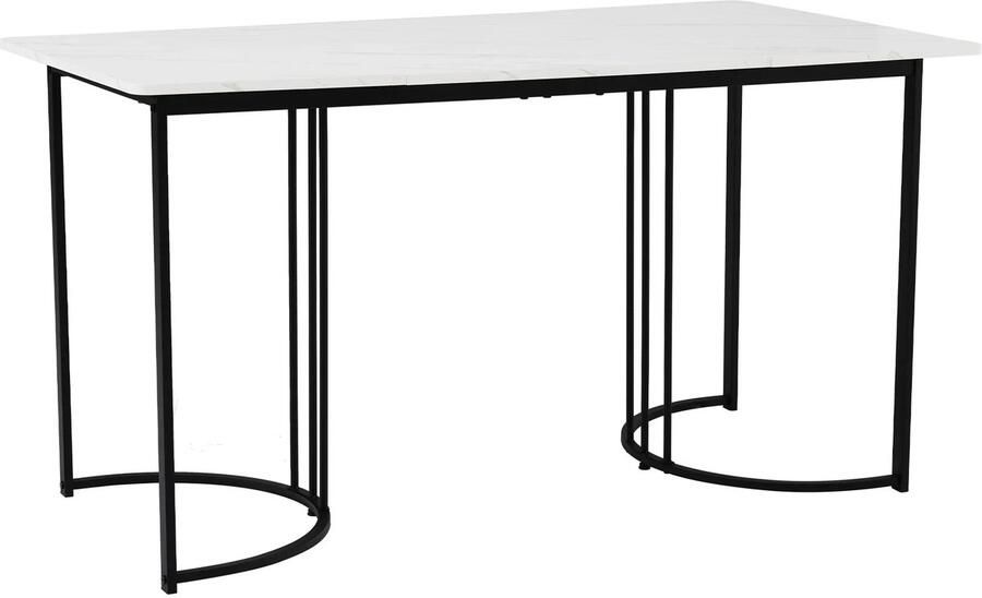 Instinct Moderne Eettafel 140x80 cm – Rechthoekige Tafel met Metalen Frame en Verstelbare Voeten voor Eetkamer wit goud