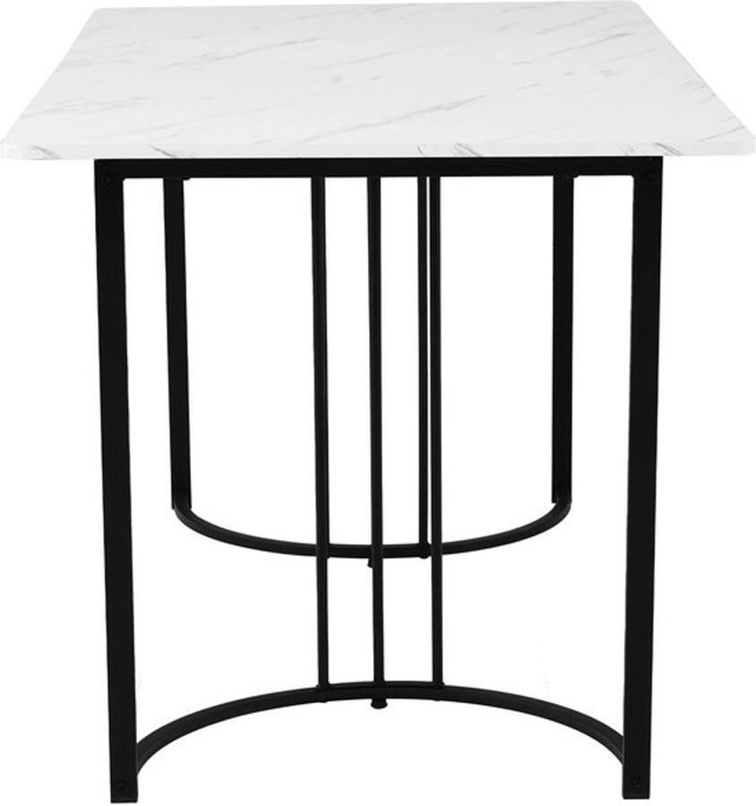 Instinct Moderne Eettafelë Rechthoekig Metalen Frame Verstelbare Voeten Wit goud 140x80x75 cm 75kg Capaciteit