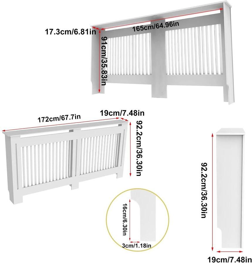 Instinct Moderne Hoge Radiatorombouw met Verticale Lattenbodem MDF Kast en Plank voor Slaapkamer en Woonkamer Radiatoren