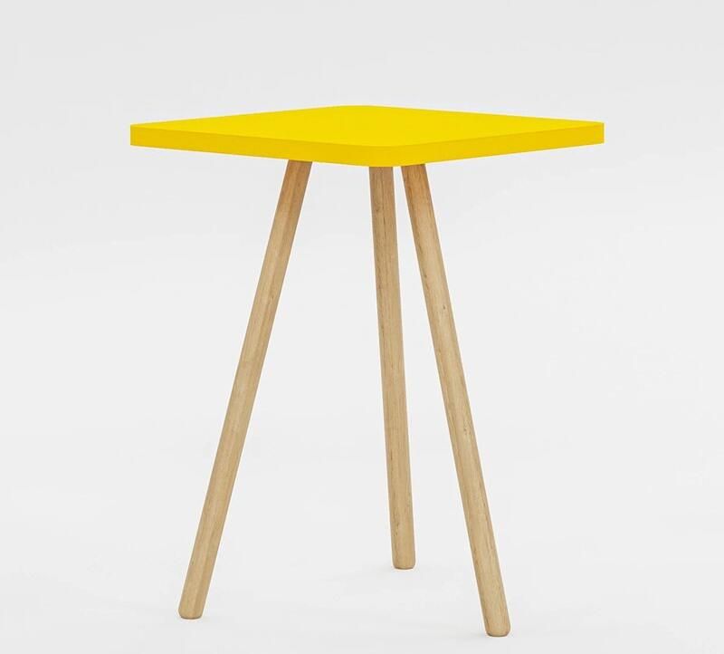 InterGo Bijzettafel Vierkante Nesttafel Enkel Model Geel