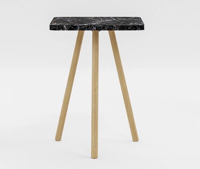 InterGo Bijzettafel Vierkante Nesttafel Enkel Model Zwart mermer