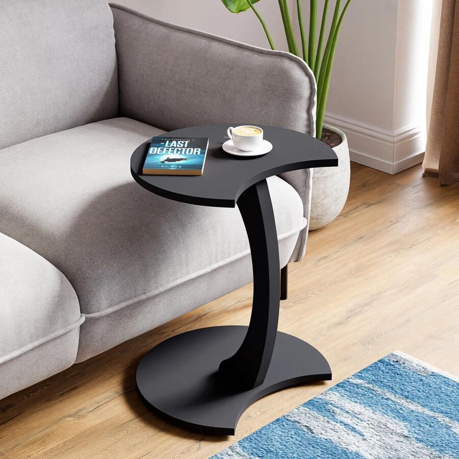 InterGo Nestly Bijzettafel Salontafel Wiel C Tafel Banktafel Nesttafel Servicetafel Antraciet