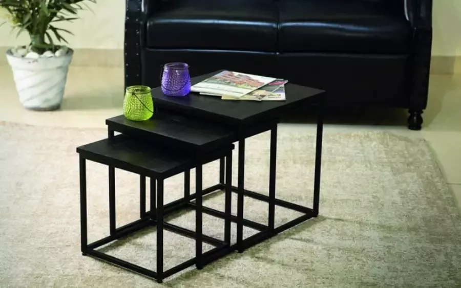 Interiax Bijzettafel &apos;Milan&apos; 3-delig Zwart - Foto 2