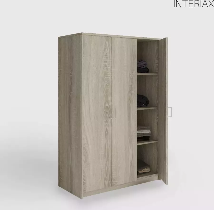 Interiax Kledingkast &apos;Amelie&apos; 3 Deuren 1 Hanger & 4 Legplanken Sonoma Eik 180x120x54 cm - Foto 2