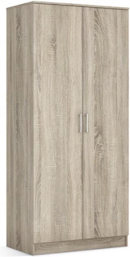 Interiax Kledingkast &apos;Amelie&apos; 2 Deuren 1 Hanger & 1 Legplank Sonoma Eik 180x80x54 cm