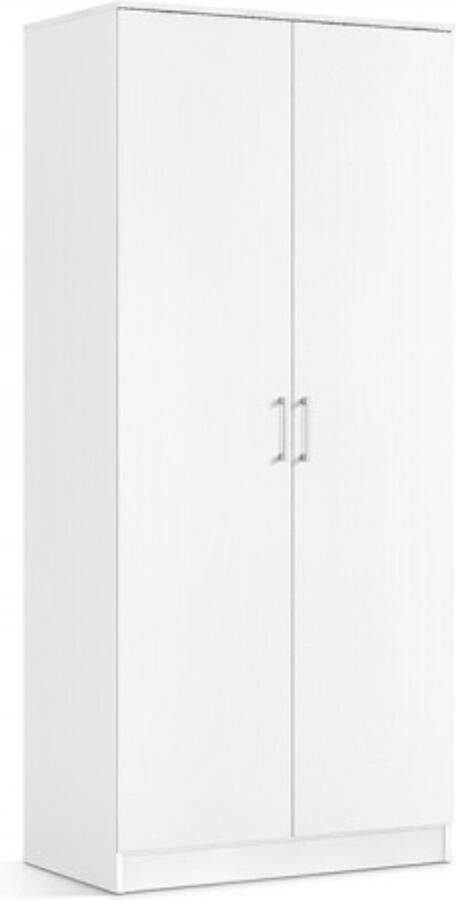 Interiax Kledingkast &apos;Amelie&apos; 2 Deuren 1 Hanger & 1 Legplank Wit 180x80x54 cm