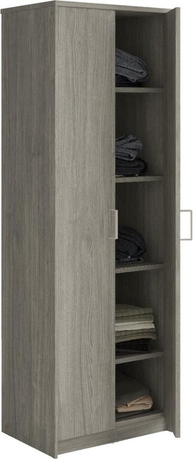 Interiax Opbergkast Kledingkast &apos;Amelie&apos; 2 deuren en 4 legplanken Grijze eik (180x60x40cm) - Foto 2