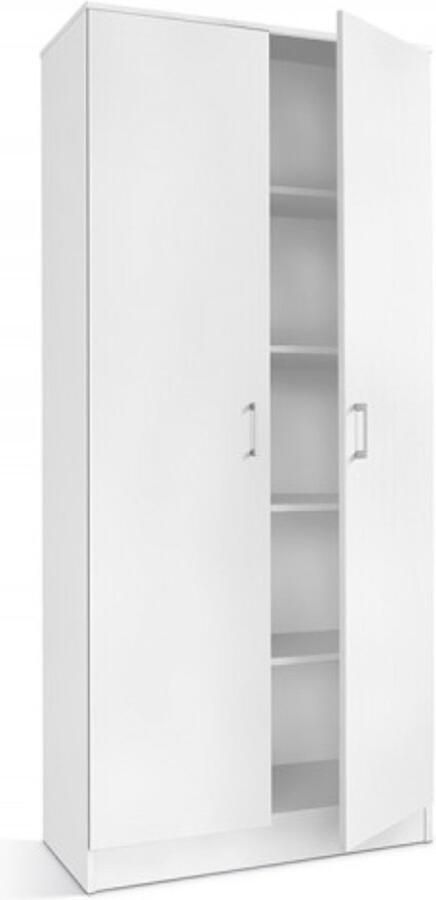 Interiax Opbergkast Kledingkast &apos;Amelie&apos; 2 Deuren & 4 Legplanken Wit 180x80x40 cm