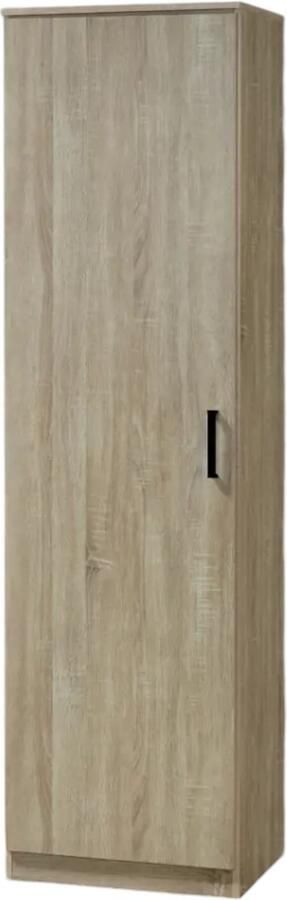 Interiax Opbergkast Kledingkast &apos;Lucas&apos; 1 Deur & 4 Legplanken Sonoma Eik 184x50x42 cm