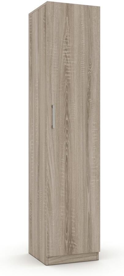 Interiax Opbergkast Kledingkast &apos;Mila&apos; 1 Deur & 4 Legplanken Sonoma Eik 180x40x42 cm