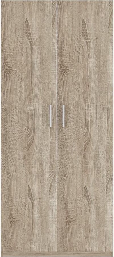 Interiax Opbergkast Kledingkast 'Mila' 2 Deuren & 4 Legplanken Sonoma Eik 180x80x42 cm