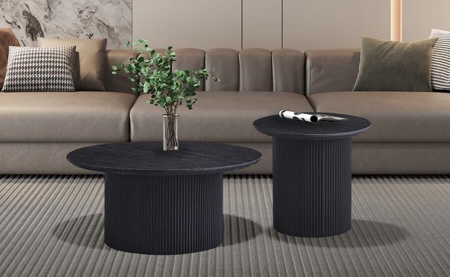 Interiax Salontafel &apos;Rayan&apos; 50 cm Rond Decor Donkerbruin