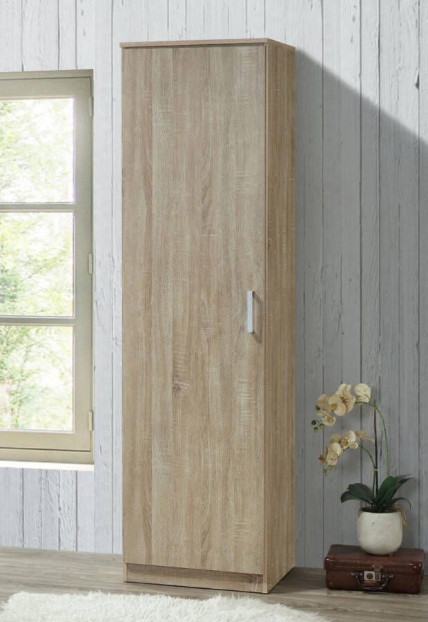 Interiax Opbergkast Kledingkast &apos;Lucas&apos; 1 Deur & 4 Legplanken Sonoma Eik 184x50x42 cm - Foto 2