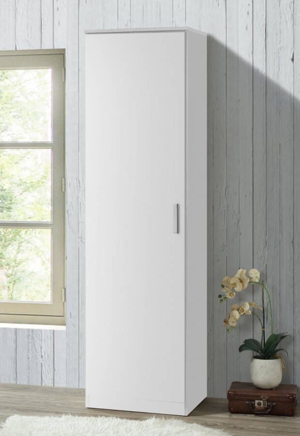 Interiax Opbergkast Kledingkast &apos;Lucas&apos; 1 Deur & 4 Legplanken Wit 184x50x42 cm - Foto 2
